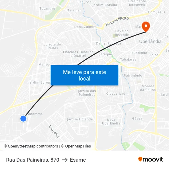 Rua Das Paineiras, 870 to Esamc map