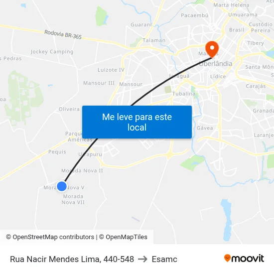 Rua Nacir Mendes Lima, 440-548 to Esamc map