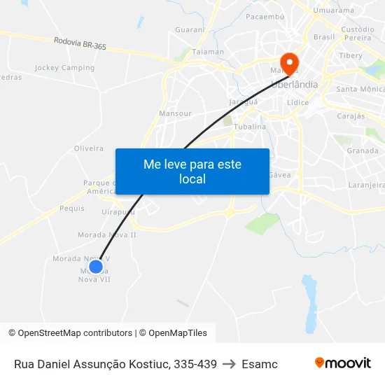 Rua Daniel Assunção Kostiuc, 335-439 to Esamc map