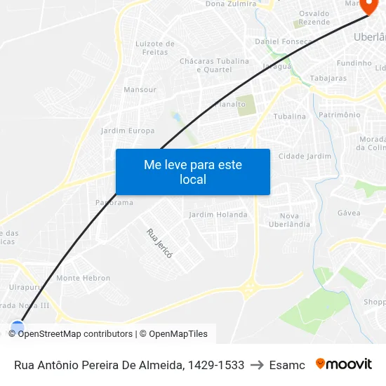 Rua Antônio Pereira De Almeida, 1429-1533 to Esamc map