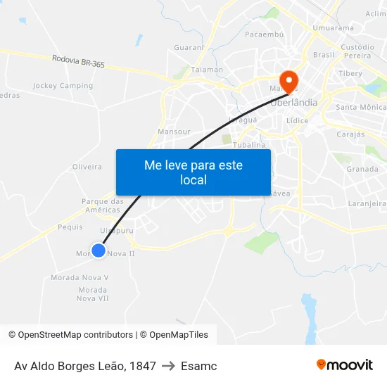 Av Aldo Borges Leão, 1847 to Esamc map