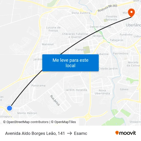 Avenida Aldo Borges Leão, 141 to Esamc map