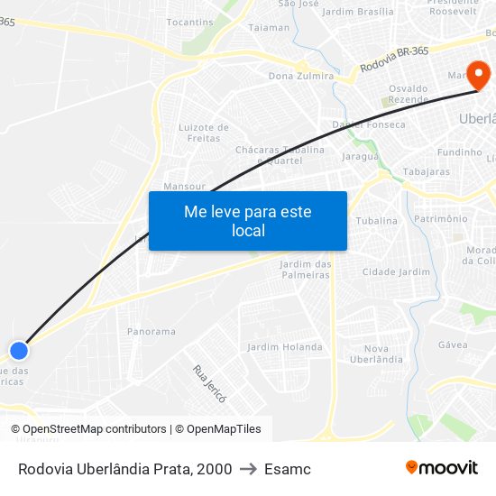 Rodovia Uberlândia Prata, 2000 to Esamc map