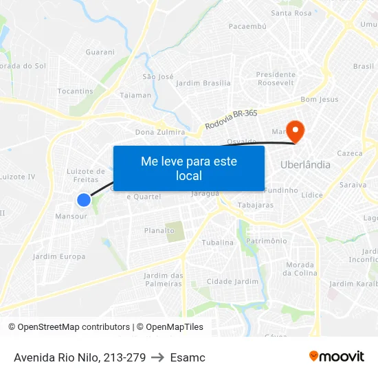 Avenida Rio Nilo, 213-279 to Esamc map