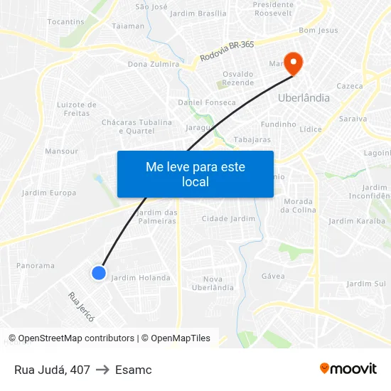 Rua Judá, 407 to Esamc map