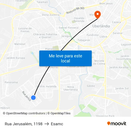 Rua Jerusalém, 1198 to Esamc map