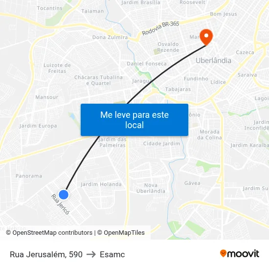 Rua Jerusalém, 590 to Esamc map