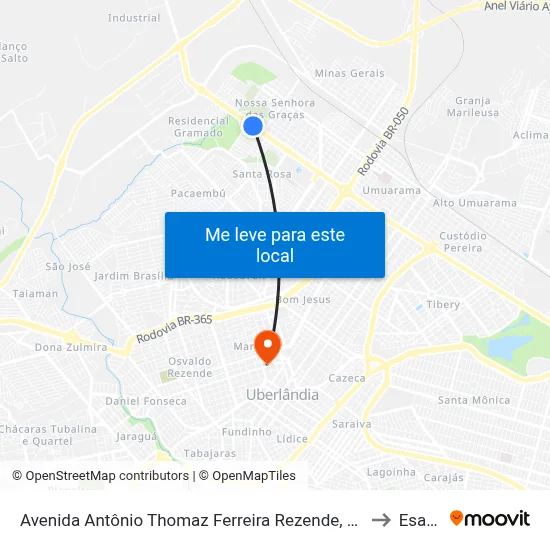Avenida Antônio Thomaz Ferreira Rezende, 2174-6134 to Esamc map