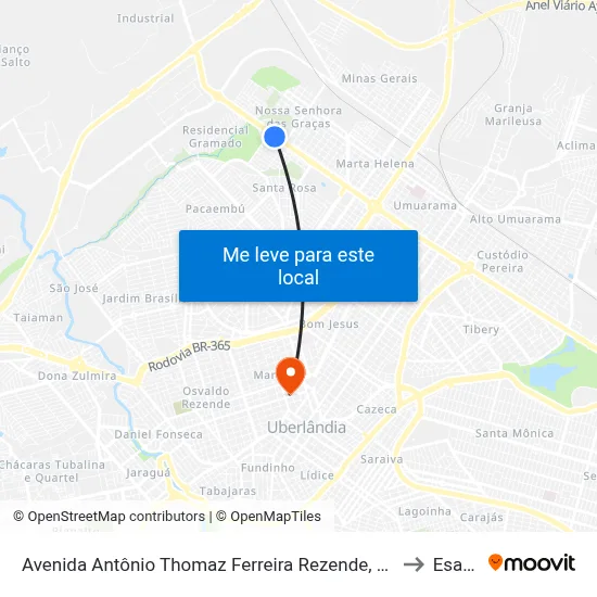 Avenida Antônio Thomaz Ferreira Rezende, 2173-6111 to Esamc map