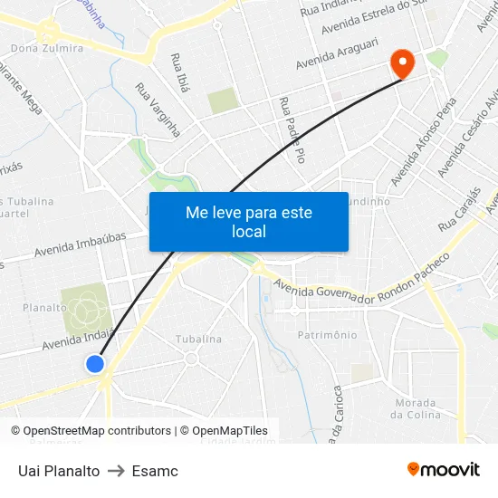 Uai Planalto to Esamc map