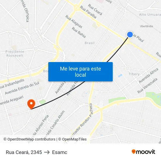 Rua Ceará, 2345 to Esamc map