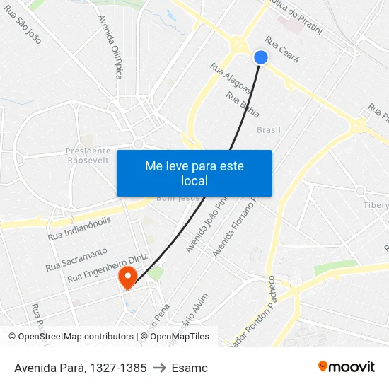 Avenida Pará, 1327-1385 to Esamc map