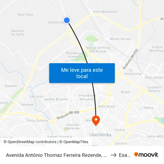 Avenida Antônio Thomaz Ferreira Rezende, 4026-4186 to Esamc map