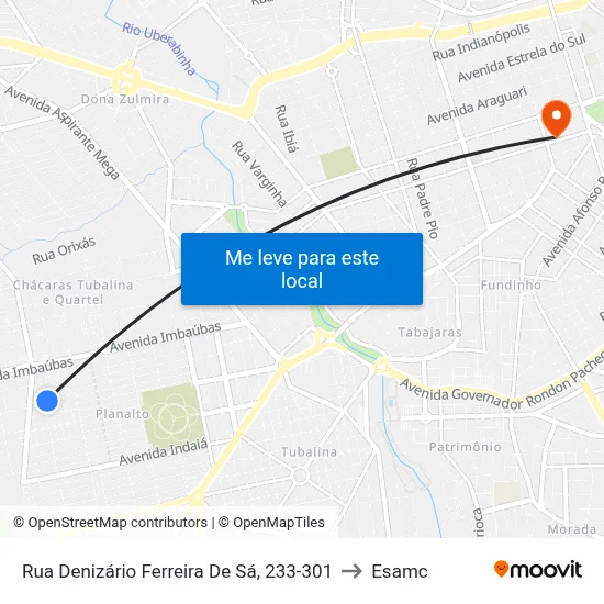 Rua Denizário Ferreira De Sá, 233-301 to Esamc map
