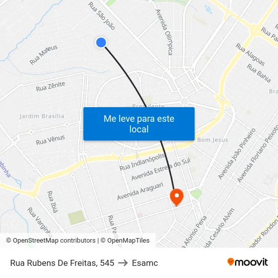 Rua Rubens De Freitas, 545 to Esamc map