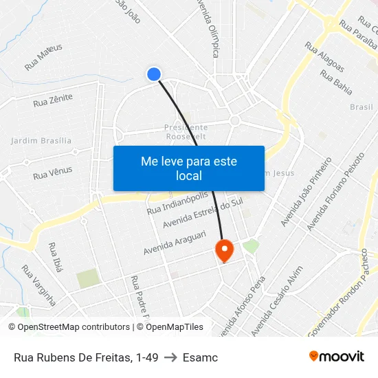 Rua Rubens De Freitas, 1-49 to Esamc map