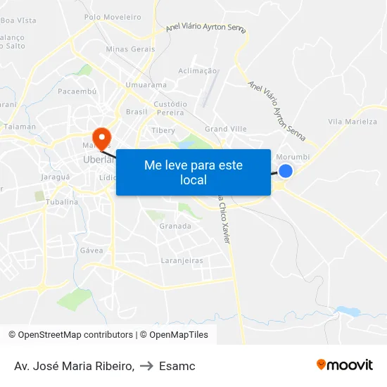 Av. José Maria Ribeiro, to Esamc map