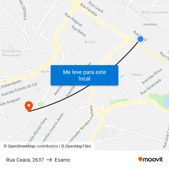 Rua Ceará, 2637 to Esamc map