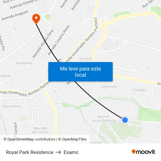 Royal Park Residence to Esamc map