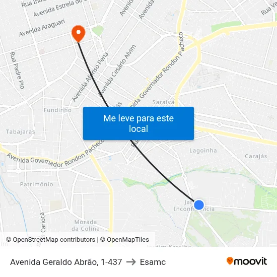 Avenida Geraldo Abrão, 1-437 to Esamc map