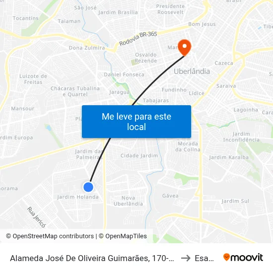 Alameda José De Oliveira Guimarães, 170-228 to Esamc map