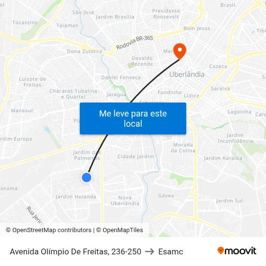 Avenida Olímpio De Freitas, 236-250 to Esamc map