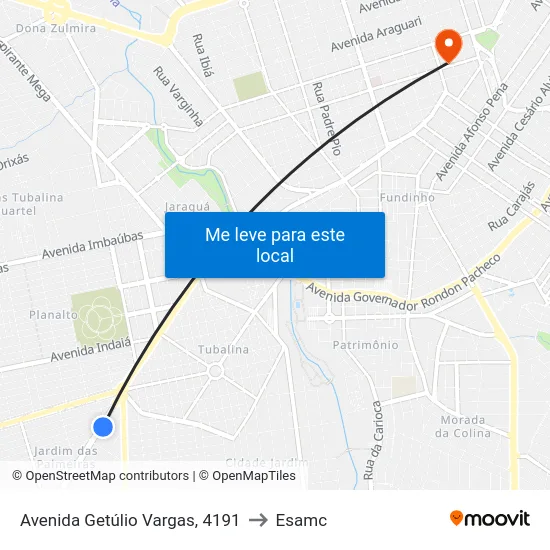 Avenida Getúlio Vargas, 4191 to Esamc map