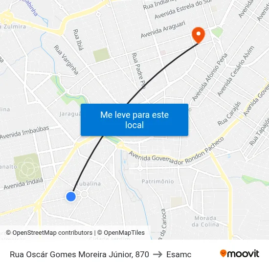 Rua Oscár Gomes Moreira Júnior, 870 to Esamc map