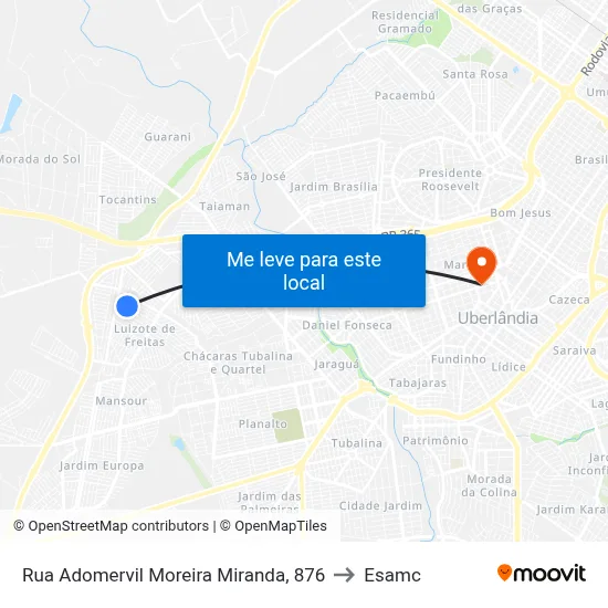 Rua Adomervil Moreira Miranda, 876 to Esamc map