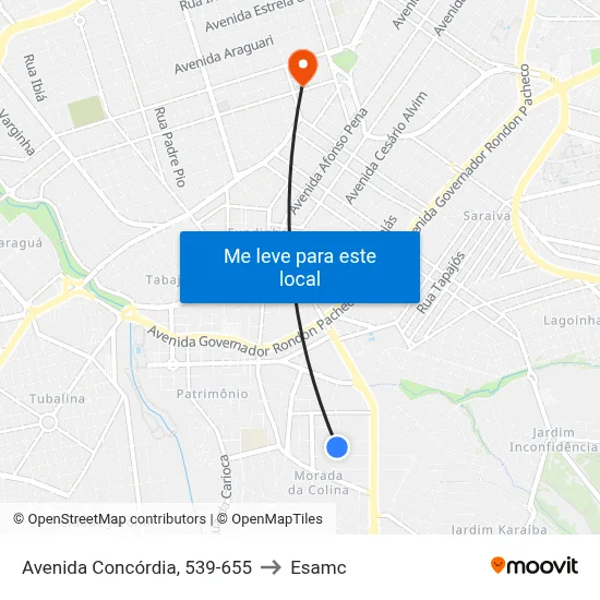 Avenida Concórdia, 539-655 to Esamc map