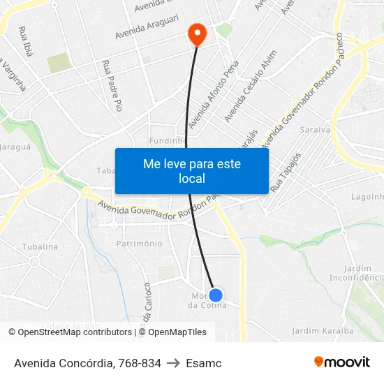 Avenida Concórdia, 768-834 to Esamc map