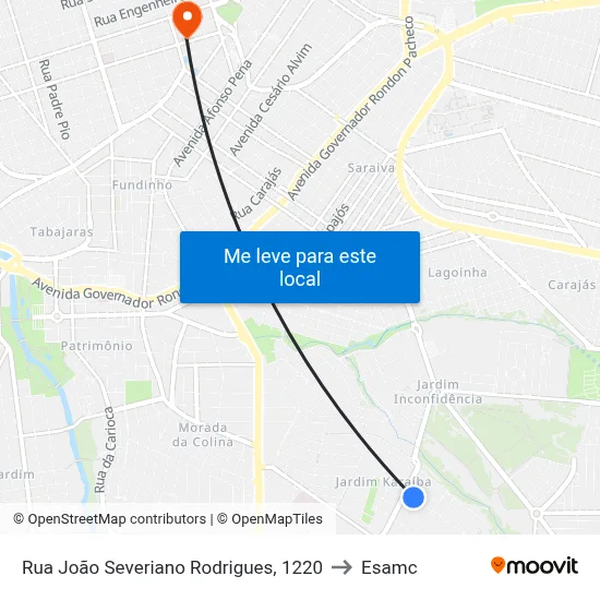Rua João Severiano Rodrigues, 1220 to Esamc map