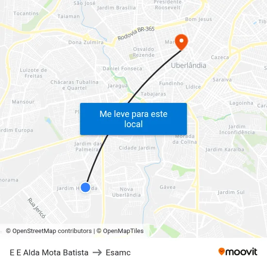 E E Alda Mota Batista to Esamc map