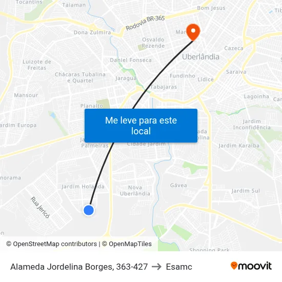 Alameda Jordelina Borges, 363-427 to Esamc map