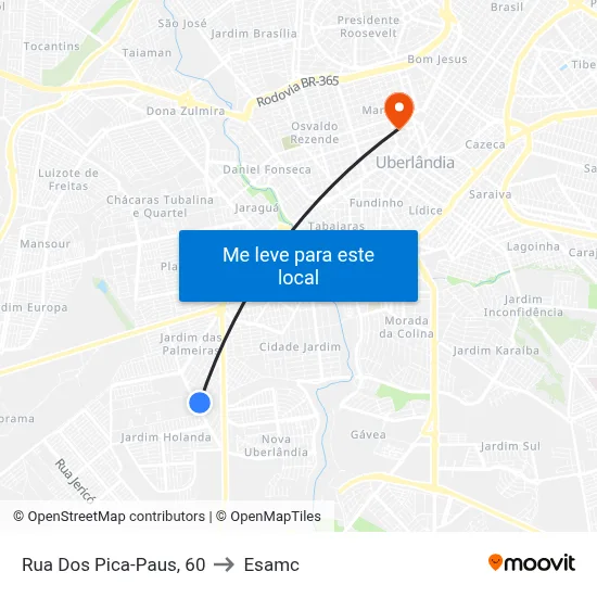 Rua Dos Pica-Paus, 60 to Esamc map