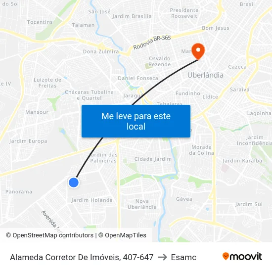 Alameda Corretor De Imóveis, 407-647 to Esamc map