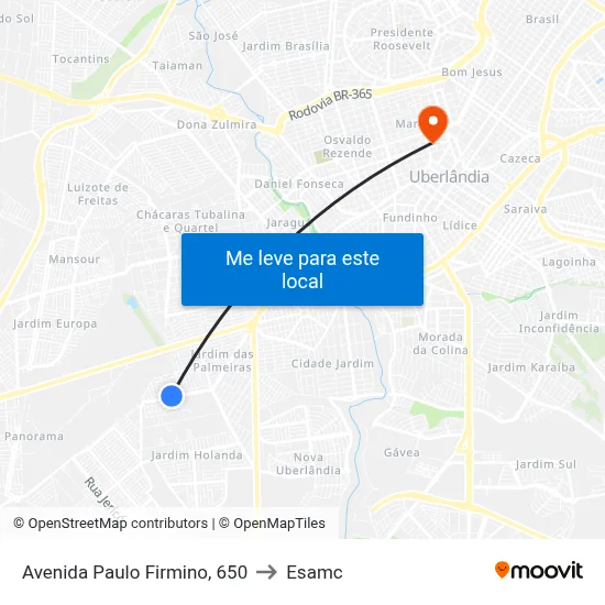 Avenida Paulo Firmino, 650 to Esamc map