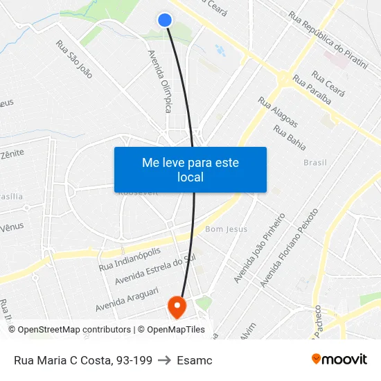 Rua Maria C Costa, 93-199 to Esamc map