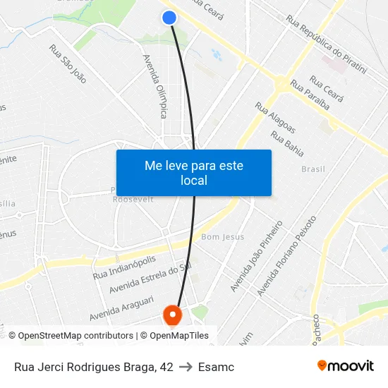 Rua Jerci Rodrigues Braga, 42 to Esamc map