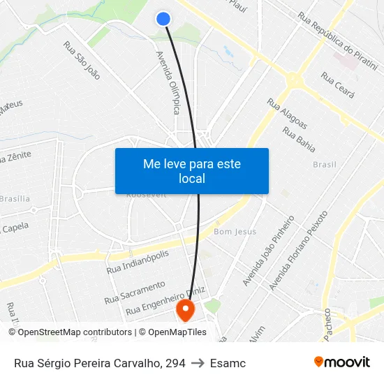 Rua Sérgio Pereira Carvalho, 294 to Esamc map