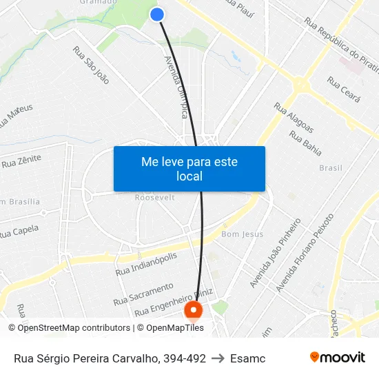 Rua Sérgio Pereira Carvalho, 394-492 to Esamc map
