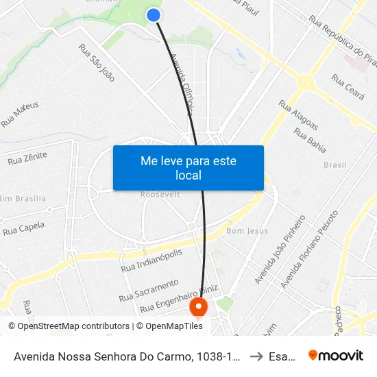 Avenida Nossa Senhora Do Carmo, 1038-1216 to Esamc map