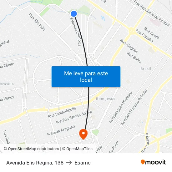 Avenida Elis Regina, 138 to Esamc map