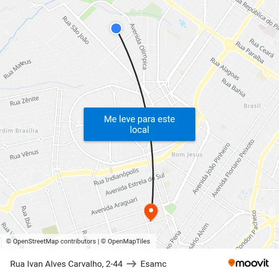 Rua Ivan Alves Carvalho, 2-44 to Esamc map