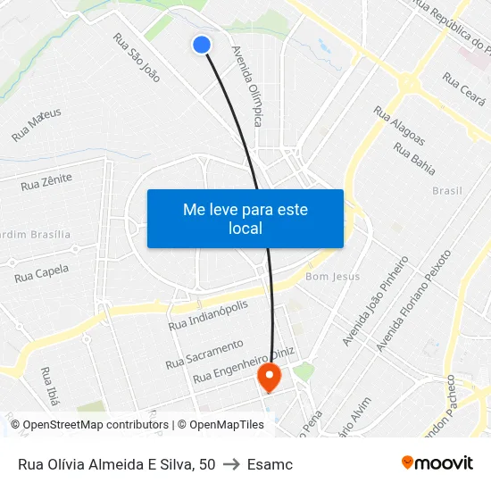 Rua Olívia Almeida E Silva, 50 to Esamc map