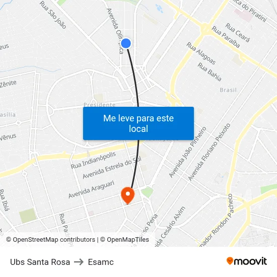 Ubs Santa Rosa to Esamc map