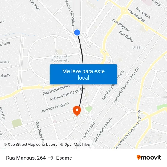Rua Manaus, 264 to Esamc map