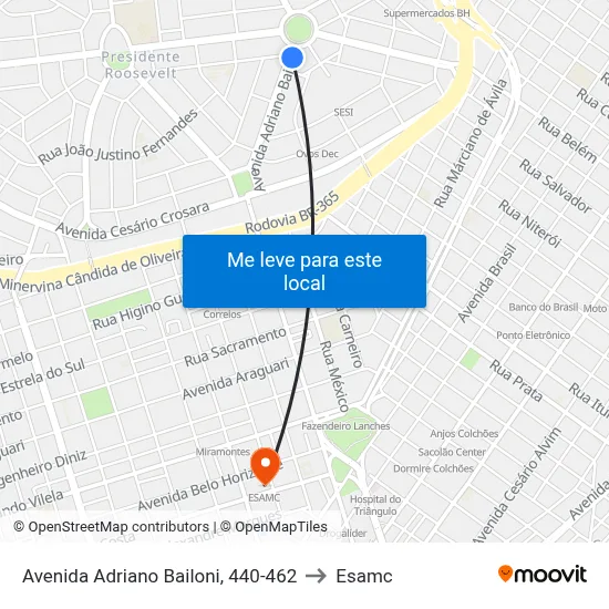 Avenida Adriano Bailoni, 440-462 to Esamc map