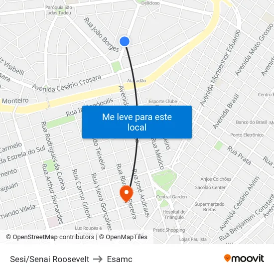 Sesi/Senai Roosevelt to Esamc map