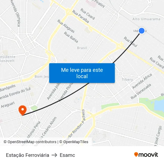 Estação Ferroviária to Esamc map